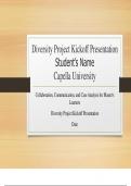 Diversity Project Kickoff Presentation (GRADED A+ Assessment 2 (Presentation)) NHS-FPX5004: Communication Collaboration Case Analysis Learners