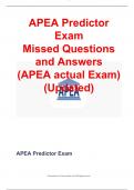 APEA Predictor Exam Missed Questions and Answers (APEA actual Exam) (Updated 2023/2024)