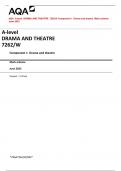 AQA  A-level  DRAMA AND THEATRE  7262/W Component 1  Drama and theatre  Mark scheme  June 2023 