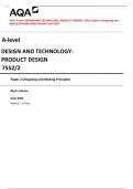 AQA  A-level DESIGN AND TECHNOLOGY: PRODUCT DESIGN  7552/2 Paper 2 Designing and  Making Principles Mark scheme June 2023 