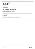 AQA A LEVEL PAPER 1 MODERN HEBREW INSERT  2023 (7672/1 : reading and writing)