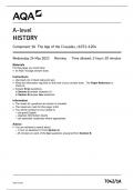 AQA A LEVEL PAPER 1 HISTORY QUESTION PAPER 2023 (7042/1A : Component 1A The age of the crusades ,c1071 -1204 )