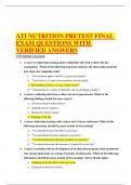 ATI NUTRITION PRETEST FINAL  EXAM QUESTIONS WITH  VERIFIED ANSWERS ATI Nutrition Assessment