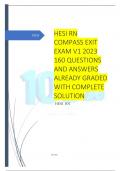 HESI RN COMPASS EXIT EXAM V1 2023 160 QUESTIONS AND ANSWERS ALREADY GRADED WITH COMPLETE SOLUTION