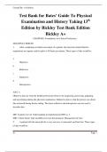 Bates’ Guide To Physical Examination and History Taking 13th Edition Bickley Test Bank & Rationals Chapters 1-27| Complete  A+ LATEST