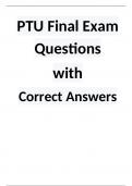 PTU Final Exam Questions with correct Answers (2023/2024)