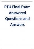 PTU Final Exam Answered 2023/2024 Questions and Answers