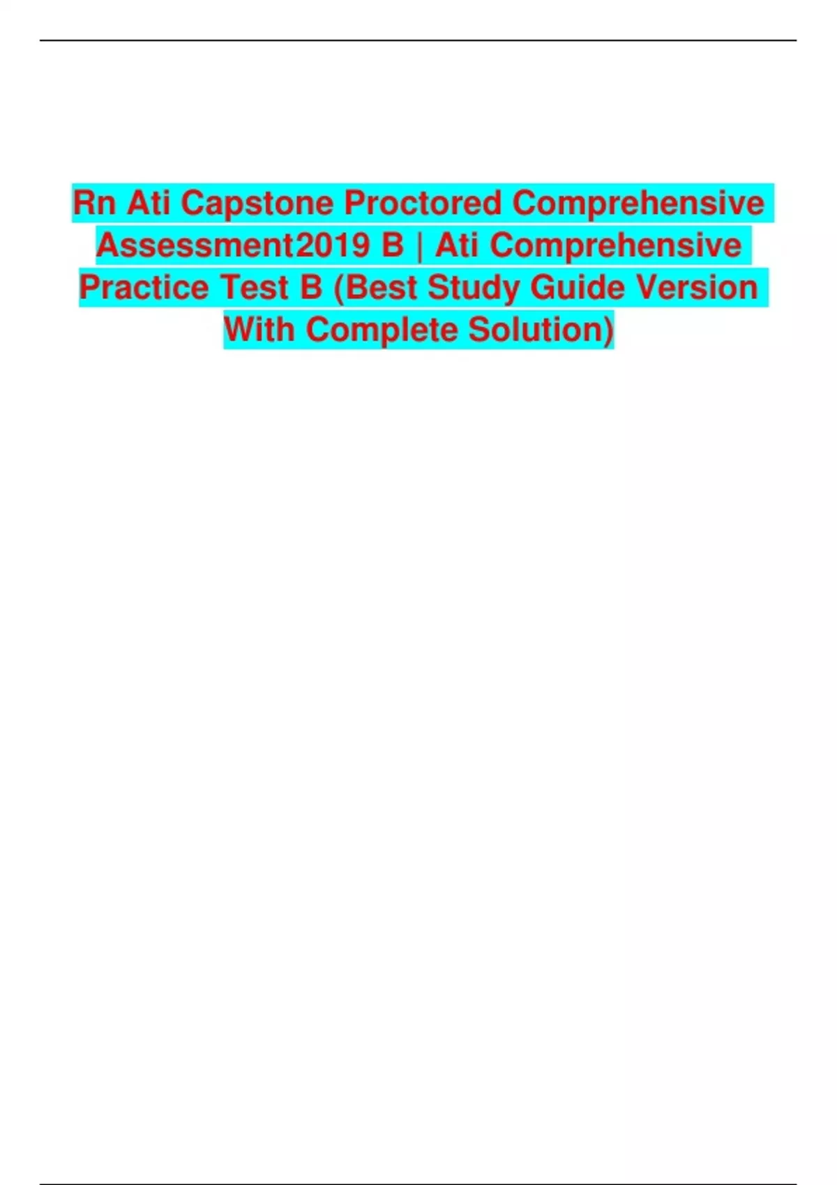 Rn ATI Capstone Proctored Comprehensive Assessment B | ATI ...