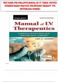 Test Bank for Phillips’s Manual of I.V. Therapeutics; Evidence-Based Practice for Infusion Therapy 7th Edition Lisa Gorski  | Fully Covereed