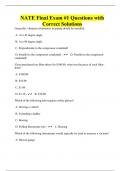NATE Final Exam #1 Questions with Correct Solutions