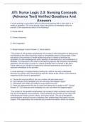 ATI: Nurse Logic 2.0: Nursing Concepts (Advance Test) Verified Questions And Answers