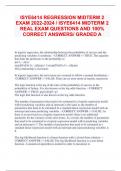 ISYE6414 REGRESSION MIDTERM 2  EXAM 2022-2024 / ISYE6414 MIDTERM 2 REAL EXAM QUESTIONS AND 100%  CORRECT ANSWERS/ GRADED A