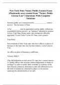 New York State Notary Public License Exam (Flashcards were created from "Notary Public License Law") Questions With Complete Solutions