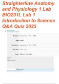 Straighterline Anatomy and Physiology 1 Lab BIO201L Lab 1 Introduction to Science Q&A Quiz 2023
