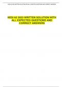 HESI A2 2023 WRITTEN SOLUTION WITH ALL EXPECTED QUESTIONS AND CORRECT ANSWERS.