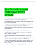 Real Estate Principles TEST Q&A LATEST  UPDATE