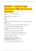 BCACP – Clinical Test Questions With All Correct Answers