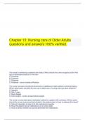  Chapter 15: Nursing care of Older Adults questions and answers 100% verified.