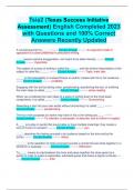 Tsia2 ENGLISH Texas Success Initiative Assessment  Completed 2023 with Questions and 100% Correct Answers Recently Updated