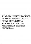 SHADOW HEALTH NONREASSURING FETAL STATUS OBJECTIVE DATA COMPLETE ANSWER KEY 2023/2024 GRADED A+.