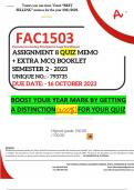 FAC1503 ASSIGNMENT 8 QUIZ MEMO - SEMESTER 2 - 2023 - UNISA - DUE DATE: - 16 OCTOBER 2023 - UNIQUE NO.: 793735 (100% PASS - GUARANTEED)