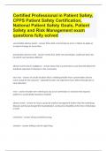 Certified Professional in Patient Safety, CPPS Patient Safety Certification, National Patient Safety Goals exam questions and answers