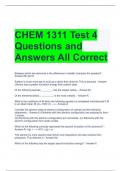 CHEM 1311 Test 4 Questions and Answers All Correct 
