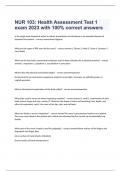 NUR 103: Health Assessment Test 1 exam 2023 with 100% correct answers