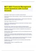 MGT 8803 Financial Management Exam Questions with Correct Answers 