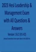 2023 Hesi Leadership & Management Exam with All Questions &  Answers Version 1 & 2 (V1-V2) (Actual Screenshots from exam taken in Feb 2023 A+)