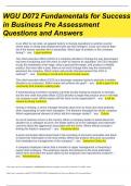 WGU D072 Fundamentals for Success in Business Pre Assessment  Question & Answers 2024