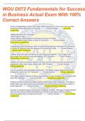 WGU D072 Fundamentals for Success in Business Actual Exam With 100% Correct Answers Graded A+