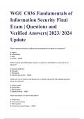 WGU C836 Fundamentals of Information Security Final Exam | Questions and Verified Answers| 2023/ 2024 Update( GRADED A+ 100 % VERIFIED)