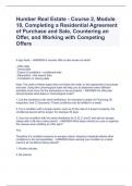 Humber Real Estate - Course 2, Module 18, Completing a Residential Agreement of Purchase and Sale, Countering an Offer, and Working with Competing Offers