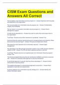  CISM Exam Questions and Answers All Correct 