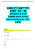 NRNP 6635 MIDTERM EXAM (V1) (100 QUESTIONS AND ANSWERS) WALDEN UNIVERSITY(NEW,2023-2024)