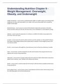 Understanding Nutrition Chapter 9 - Weight Management: Overweight, Obesity, and Underweight 2023 passed