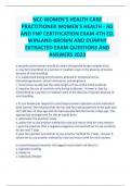 NCC WOMEN'S HEALTH CARE PRACTITIONER WOMEN'S HEALTH - AG AND FNP CERTIFICATION EXAM 4TH ED. WINLAND-BROWN AND DUNPHY EXTRACTED EXAM QUESTIONS AND ANSWERS 2023 