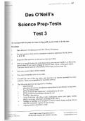 Des O’Neill’s Science Prep-Tests Test 3  Fall 2023 with complete solution