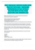 ONCC ONCOLOGY CERTIFIED NURSE (OCN) PRACTICE TESTS (OCN - ONCOLOGIC EMERGENCIES) ACTUAL DETAILED SOLUTION WITH ACTUAL EXAM QUESTIONS AND ANSWERS 2023