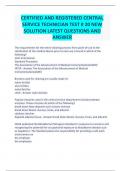 CERTIFIED AND REGISTERED CENTRAL SERVICE TECHNICIAN TEST # 20 NEW SOLUTION LATEST QUESTIONS AND ANSWER