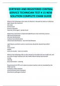 CERTIFIED AND REGISTERED CENTRAL SERVICE TECHNICIAN TEST # 15 NEW SOLUTION COMPLETE UPDATE WITH ACTUAL QUESTIONS AND ANSWERS 