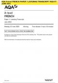 AQA A-level FRENCH PAPER 1 LISTENING TRANSCRIPT 7652/1/T JUNE 2023 