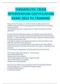 THERAPEUTIC CRISIS INTERVENTION CERTIFICATION EXAM 2023 TCI TRAINING