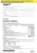 AQA A-level Modern Hebrew paper 3 Listening, Reading and Writing 7672/3 June 2023 Questions Paper