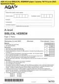 AQA A-Level BIBLICAL HEBREW paper 3 poetry 7677/3 june 2023 Questions Paper