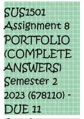 SUS1501 Assignment 8 PORTFOLIO (COMPLETE ANSWERS) Semester 2 2023 (678110) - DUE 11 October 2023