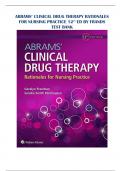 ABRAMS’ CLINICAL DRUG THERAPY RATIONALES FOR NURSING PRACTICE 12TH ED BY FRANDSEN TEST BANK | (RATED A+) Q&A EXPLAINED | BEST 2023