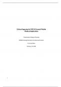 NR599 Critical Appraisal (Critical Appraisal of ICD10 Consult Mobile Medical Applicatio) Dr Kristy Oden 2022-2023 {UPDATED} - Graded A+.