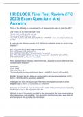 HR BLOCK Final Test Review (ITC 2023) Exam Questions And Answers